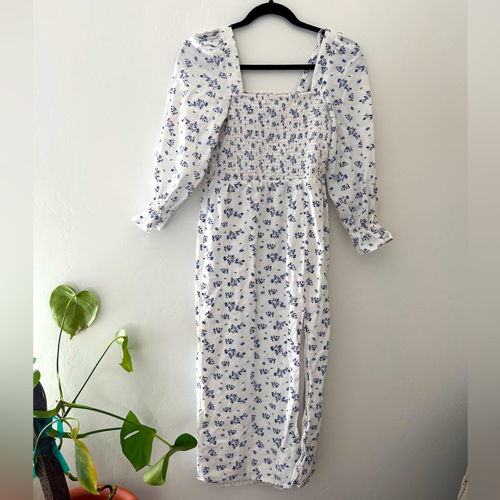 House of Harlow 1960 Floral Midi Linen Dress